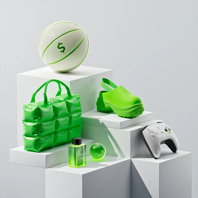 CashApp 3D product renders and branded elements (slide 8), 3d-render, photographic, vibrant