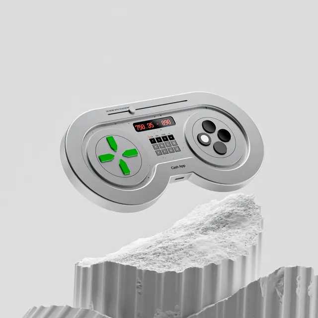 CashApp 3D product renders and branded elements (slide 9), 3d-render, photographic, vibrant