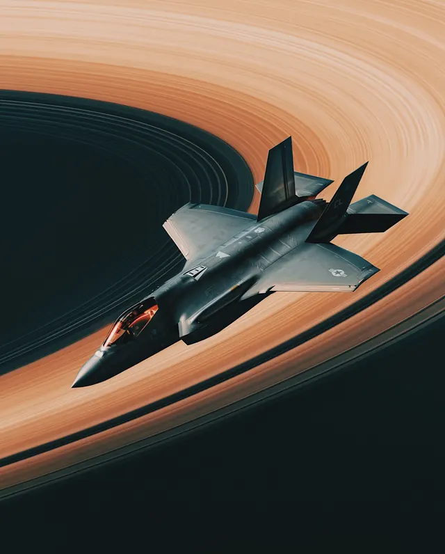 F-35 fighter jet, ten-slide aircraft render carousel (slide 6), 3d-render, cinematic, high-contrast
