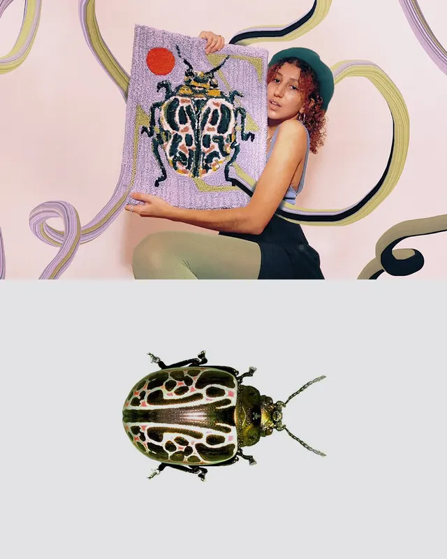 Tufted rug design process and inspiration carousel (slide 10), organic, editorial, neutral