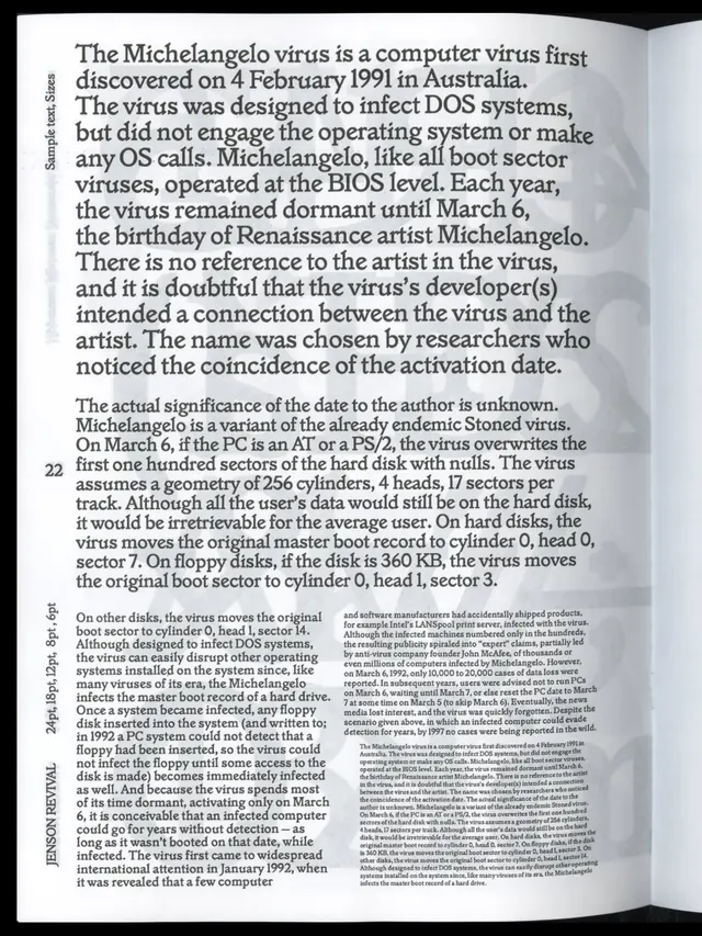 Jenson Revival type specimen and documentation (slide 7)