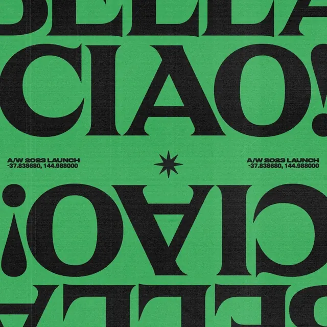 Ciao AW 2023 Launch Graphic, brutalist, neo-brutalist, vibrant