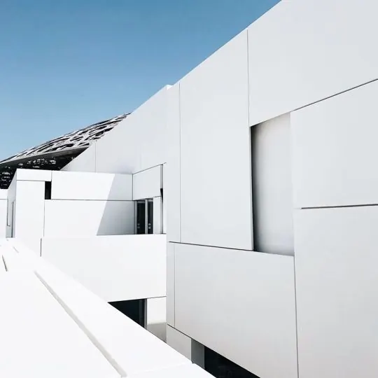 Minimalist White Architectural Structure, minimal, geometric, light