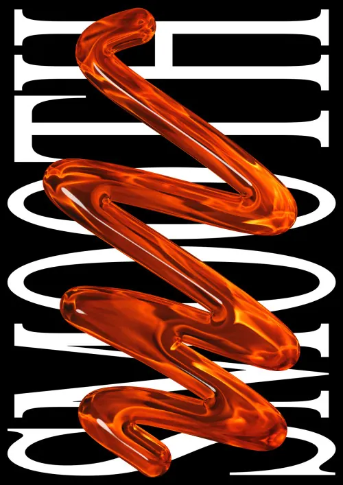 Abstract Fluid Ribbon Graphic, 3d-render, maximalist, vibrant