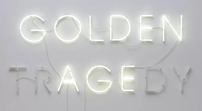 Golden Tragedy Neon Signage