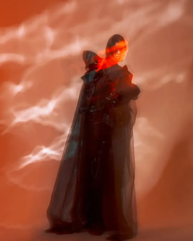 Ethereal Red Figure, abstract, organic, dark