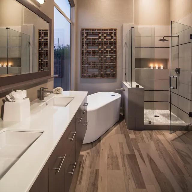 Modern Bathroom Interior, luxury, minimal, warm