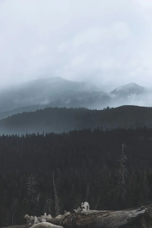 Foggy Mountain Landscape, minimal, photographic, monochrome