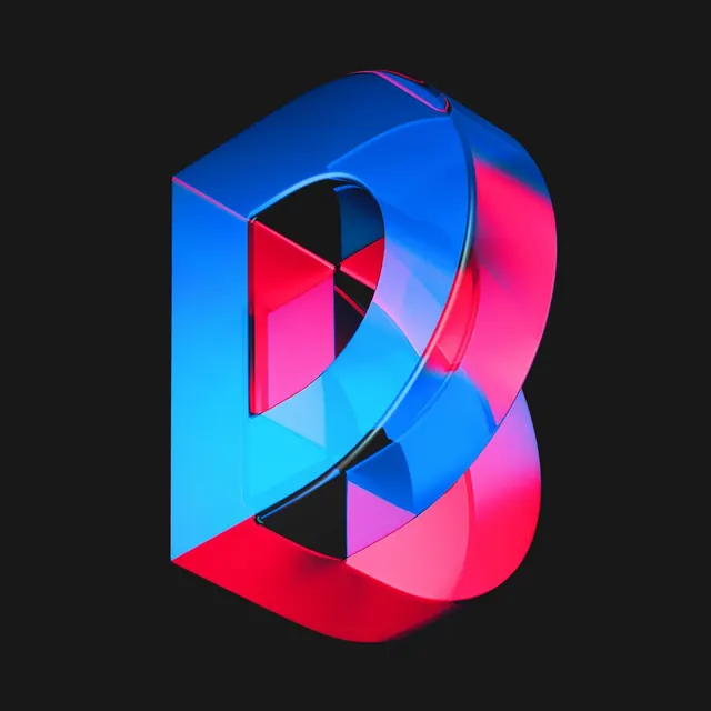 3D letter B in vibrant isometric design, 3d-render, playful, vibrant
