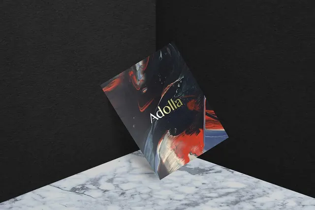 Abstract fold composition with red accents, abstract, 3d-render, dark