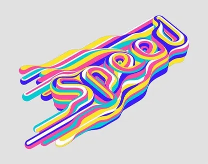 Layered abstract 3D shape with neon gradient, 3d-render, gradient-heavy, vibrant