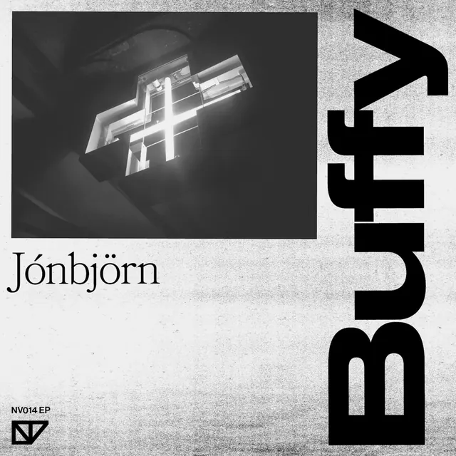 Burst record cover with neon letterform, editorial, technical, light