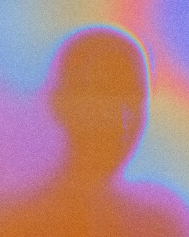 Gradient portrait sculpture, 3d-render, gradient-heavy, gradient