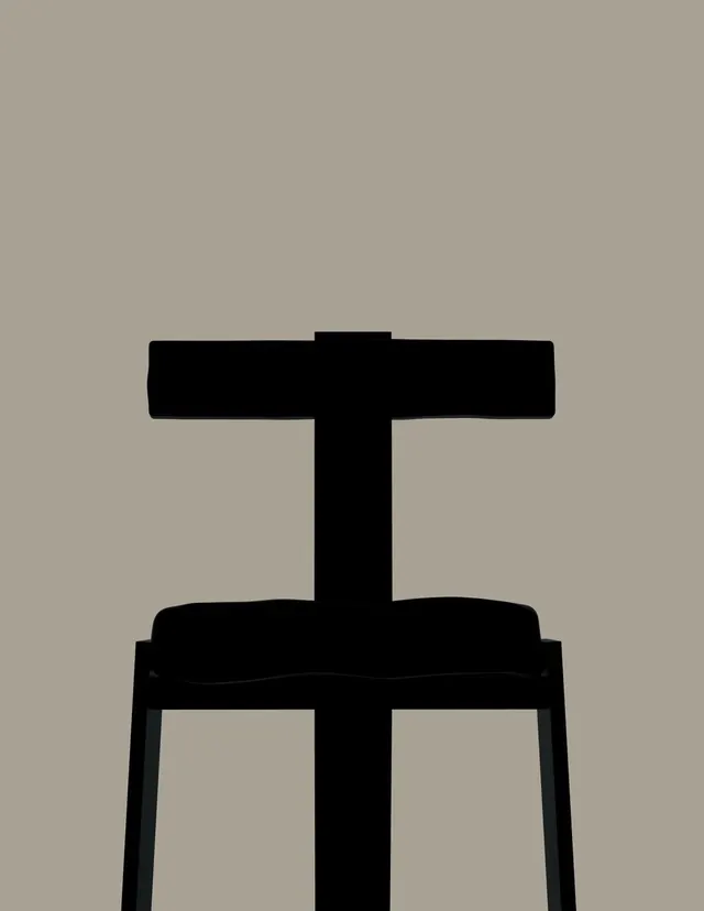 Minimalist chair silhouette on neutral background, minimal, geometric, monochrome