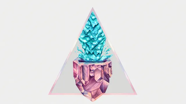 Crystalline form in geometric frame, 3d-render, abstract, pastel
