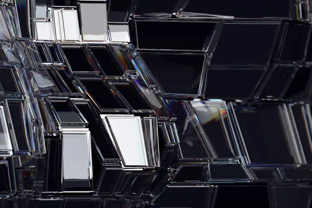 3D glass abstract composition, 3d-render, glassmorphism, dark