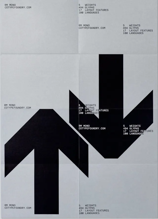 Typeface specimen grid layout, editorial, technical, light