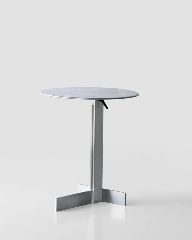Minimalist side table with round top, minimal, geometric, light