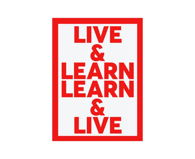 LIVE LEARN LIVE motto graphic, minimal, geometric, vibrant