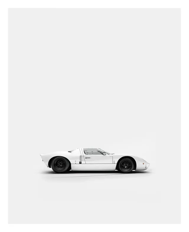 White sports car profile mockup, minimalist, 3d-render, light