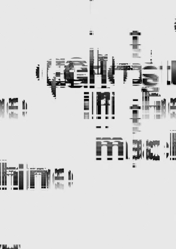 Glitch art cityscape composition, abstract, technical, light