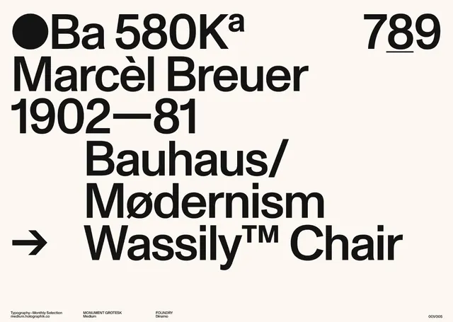 Marcèl Breuer Wassily Chair Typography, swiss, minimal, high-contrast