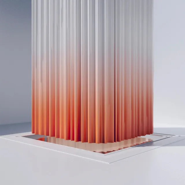 Gradient Pleated Cylinder, minimal, geometric, vibrant