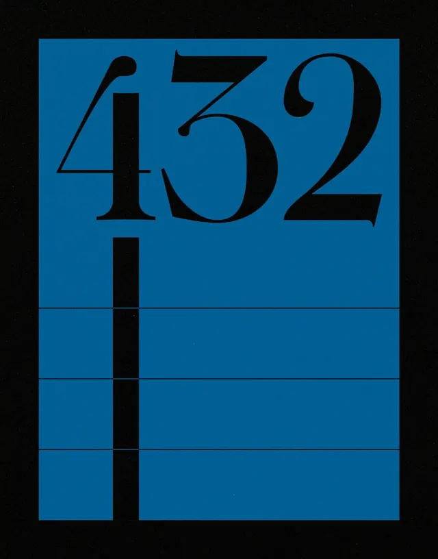 432 serif numeral poster, swiss, editorial, vibrant