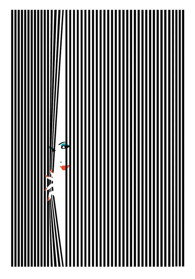 Abstract Line Art Portrait, minimal, brutalist, monochrome