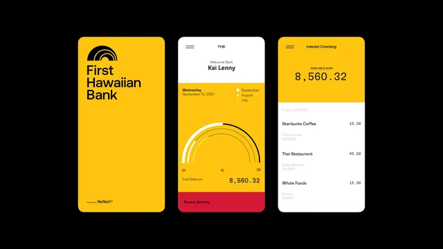 First Hawaiian Bank Identity System, minimal, corporate-clean, vibrant