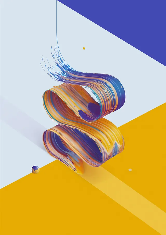 Abstract 3D Fluid Shapes, 3d-render, gradient-heavy, vibrant