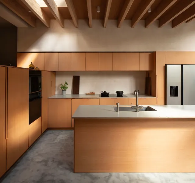 Modern Wood Kitchen Interior, minimal, organic, warm