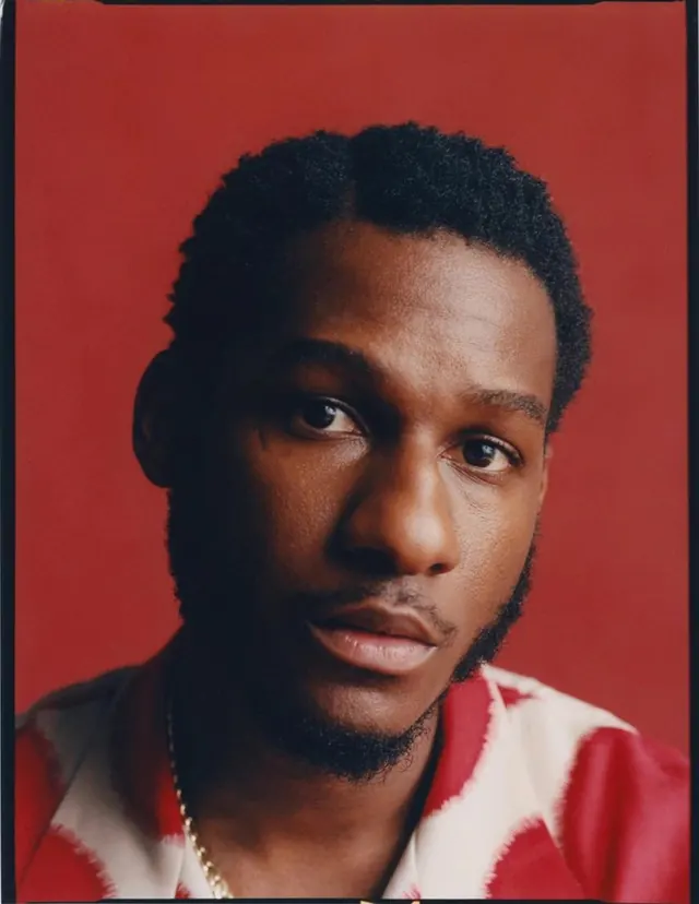 Portrait of a Man in Red, photographic, minimal, vibrant