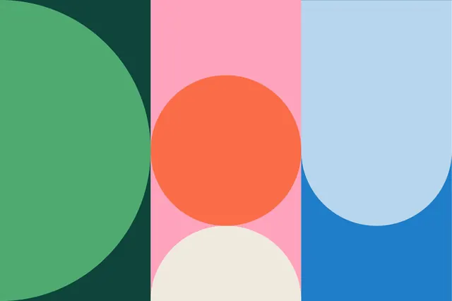 Three-panel geometric color study, minimal, geometric, vibrant