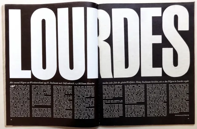 LOURDES Typography Layout, brutalist, swiss, monochrome
