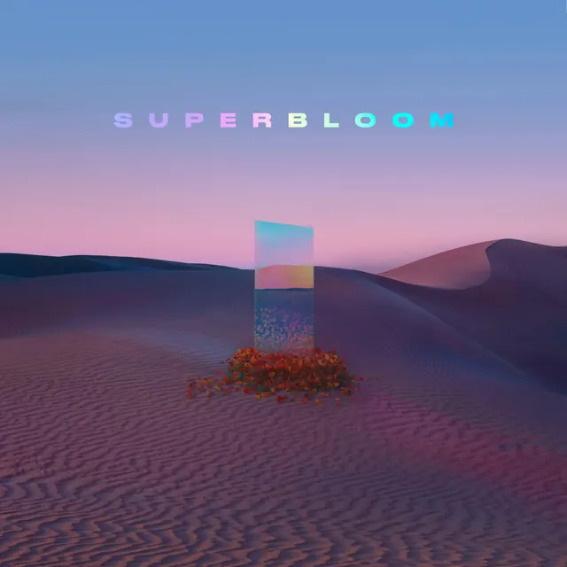 Superbloom Desert Landscape, minimal, gradient-heavy, vibrant