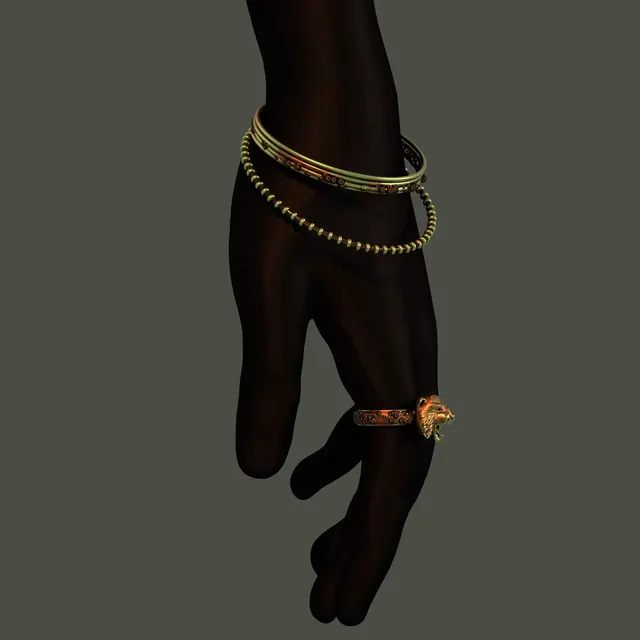 Gold jewelry on dark hand render, 3d-render, luxury, dark