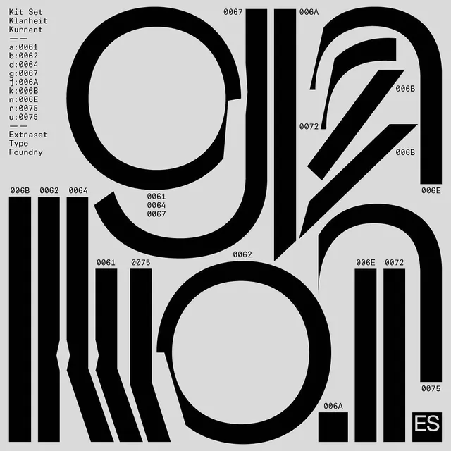 Kit Set Klarheit Kurrent specimen, swiss, minimal, monochrome