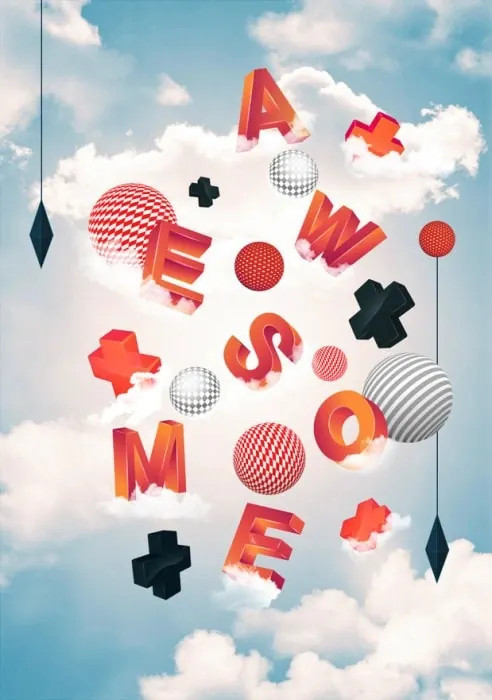 Abstract Letterform Collage, maximalist, playful, vibrant
