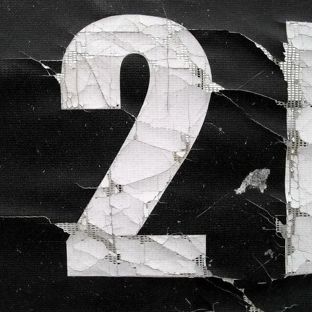 Distressed Number Two Graphic, brutalist, monochrome, monochrome