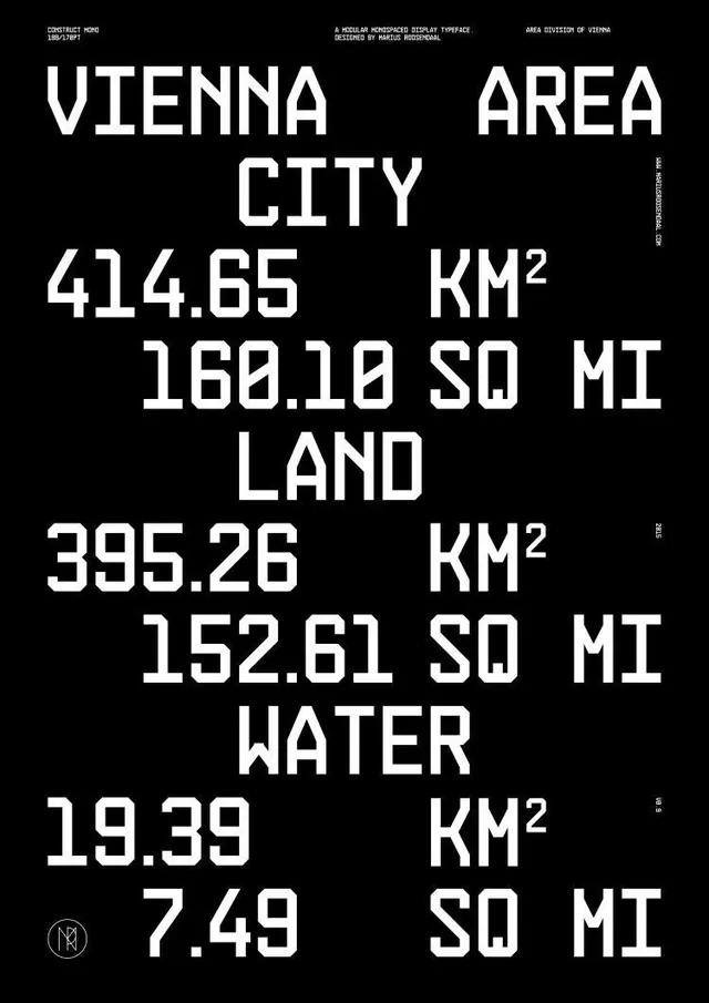 Construct Mono Vienna area type poster, swiss, minimal, monochrome