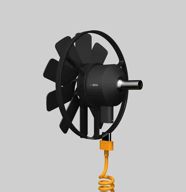 Black electric fan 3D product render, minimal, 3d-render, dark