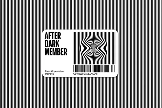 After Dark Member graphic card with optical pattern, minimal, monochrome, monochrome