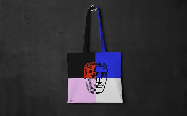 Abstract Face Tote Bag Design, minimal, abstract, high-contrast