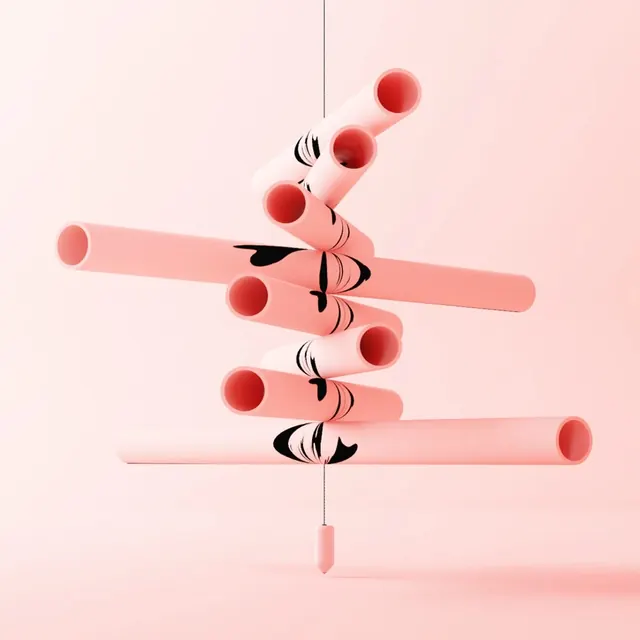 Abstract 3D Geometric Composition, abstract, minimal, vibrant