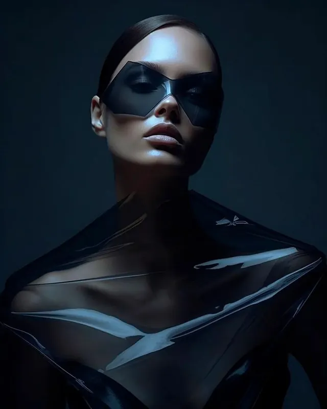 Futuristic Cybernetic Portrait, dark-mode, luxury, dark