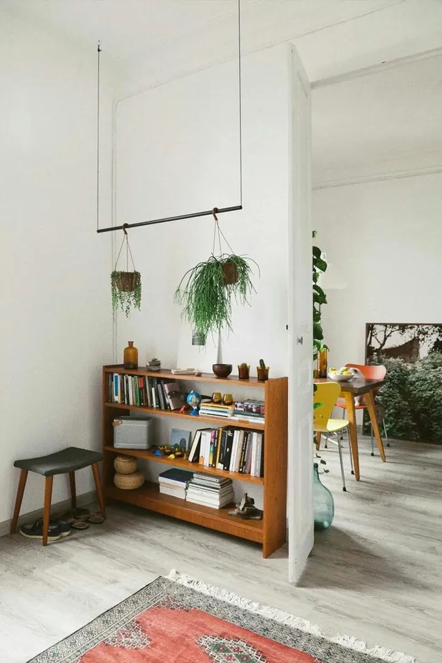 Minimalist Interior with Bookshelf, minimal, light-mode, light