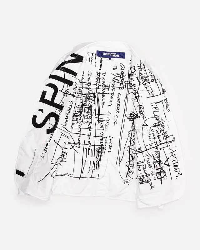 Hand-drawn Graphic Bomber Jacket, brutalist, organic, monochrome