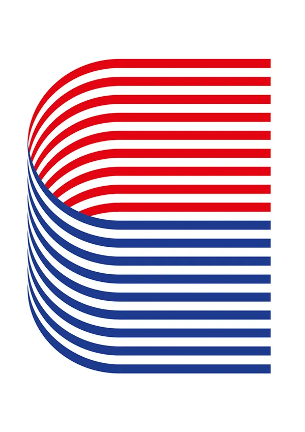 Red and Blue Horizontal Line Graphic, minimal, geometric, high-contrast