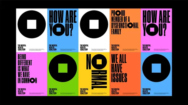 Geometric Typography Grid, neo-brutalist, maximalist, vibrant